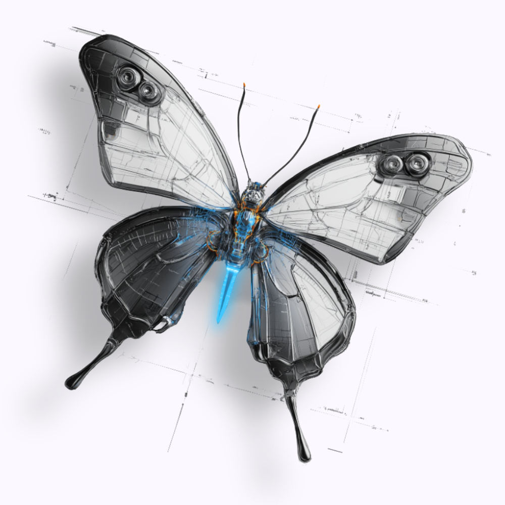 Technical drawing of a diamond next to a black rock