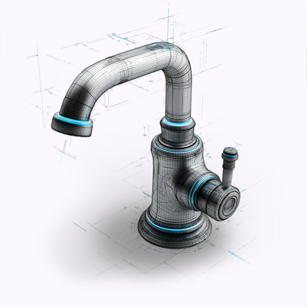 Technical drawing of a chain with a broken link