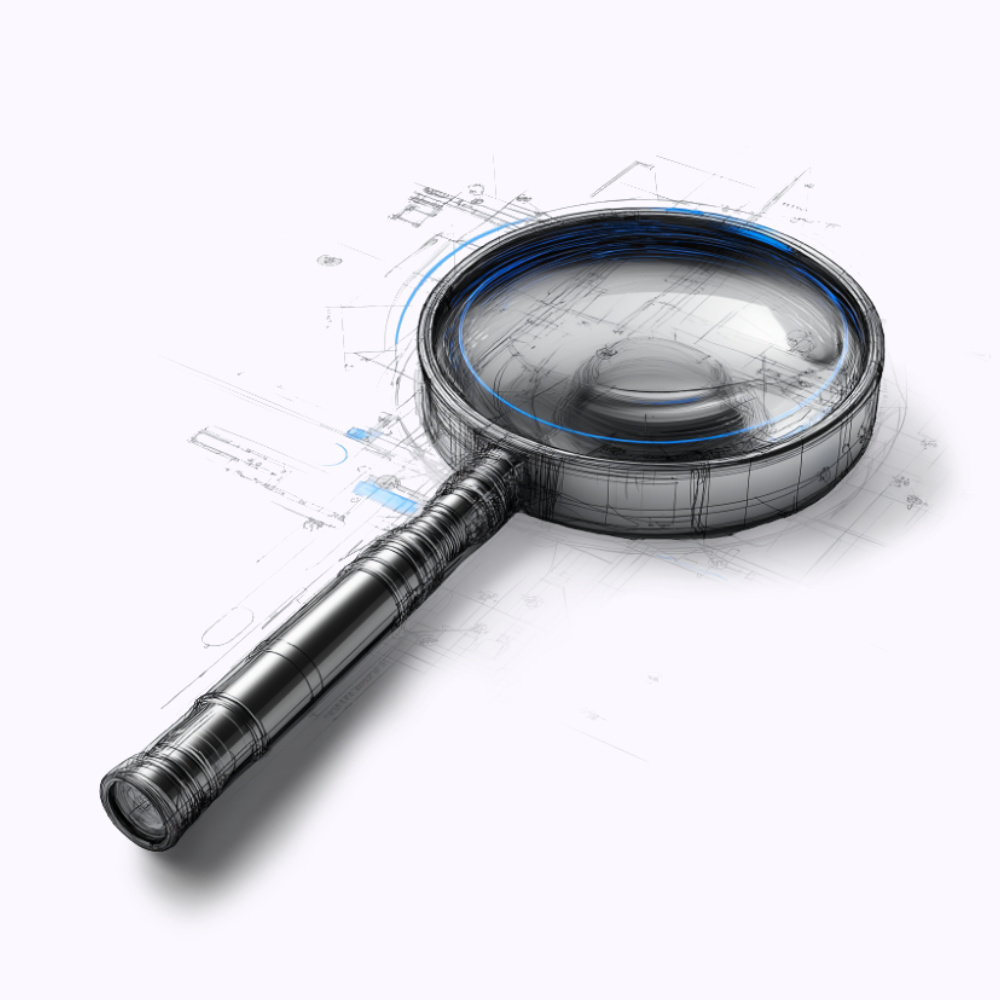 Technical drawing of a chain with a broken link